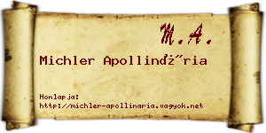 Michler Apollinária névjegykártya